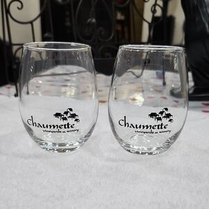 CHAUMETTE VINEYARDS & WINERY CLEAR STEMLESS WINE GLASSES